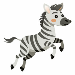 Cute Zebra jump vector illustration on white background