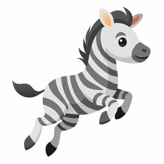 Cute Zebra jump vector illustration on white background