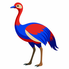 Red and blue Emu vector illustration on white background