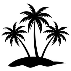 Obraz premium Tropical palm trees on a secluded island vector silhouette