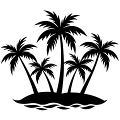 Tropical palm trees on a secluded island vector silhouette