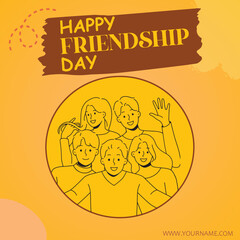happy friendship day designs, vector graphic and illustration for card, banner, post, instagram post, flyer design and other uses.
