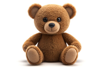 Obraz premium Plush toy in the form of a brown bear cub. Isolated on a white background.