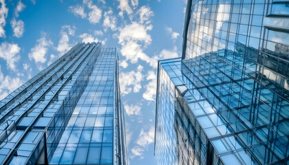 Tall skyscrapers in a cloudy city, possibly Chicago Urban scene with high-rise buildings Business district with modern skyscrapers background 