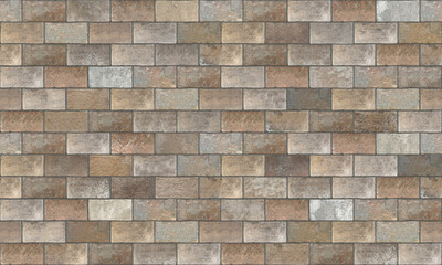 Multicolor brick wall texture. For interior or exterior cladding. Seamless pattern. Texture for background or realistic rendering.