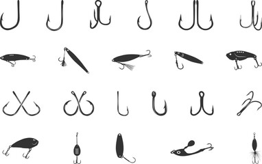 Fish hook silhouettes, Fishing hook vector, Crossed fish hooks silhouette, Fishing hook svg, Crossed fish hooks svg, Fish hook svg, Fishing hook silhouettes.