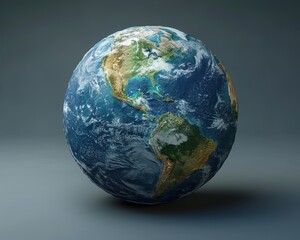 Fototapeta premium Advanced 3D Rendering of Digital Globe with Weather Patterns & Data Points for Meteorology Research