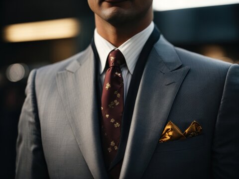 Detail closeup closeup of suit jacket - Powered by Adobe