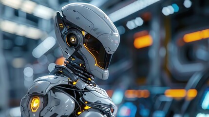 Fototapeta premium Futuristic Robot with Glowing Lights