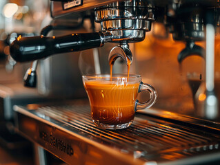 Espresso Machine Brewing Fresh Coffee