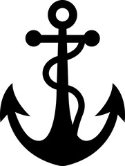 Anchor icon in Fill style. Ship Anchor vector. Nautical maritime sea ocean boat illustration symbol. Marine retro emblem logo with anchor and rope, logo inspiration isolated on transparent background.