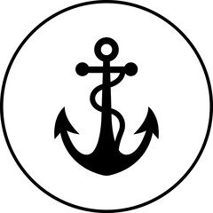 Anchor icon in Fill style. Ship Anchor vector. Nautical maritime sea ocean boat illustration symbol. Marine retro emblem logo with anchor and rope, logo inspiration isolated on transparent background.