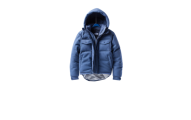 Blue winter jacket isolated on transparent background