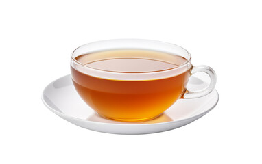 Herbal tea in a clear glass mug isolated on white background