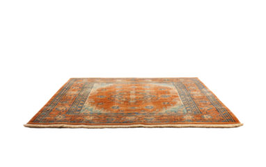 Bohemian throw rug with tribal patterns isolated on white background