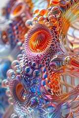 Abstract colorful flowing fabric with a mesh pattern.