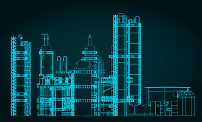 Fototapeta premium Refinery plant technical drawing