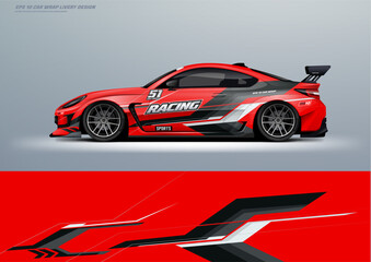 Obraz premium Sporty Racing Car wrap livery design black and red. vinyl sticker design in vector file
