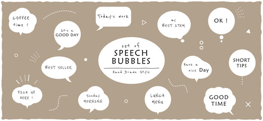 Hand drawn simple speech bubble set frame collection