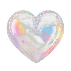 Heart shaped soap bubble on transparent background