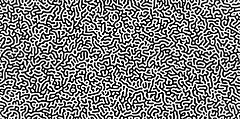 Abstract truing organic wallpaper Turing reaction diffusion monochrome seamless pattern with chaotic motion. Generative algorithm psychedelic background. Reaction-diffusion or truing pattern formation