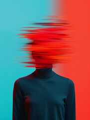 Abstract thinker with ideas radiating outward in motion, Originality  Thinking  Movement, Expansive creativity