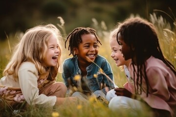 Fototapeta premium Children laughing smile togetherness.
