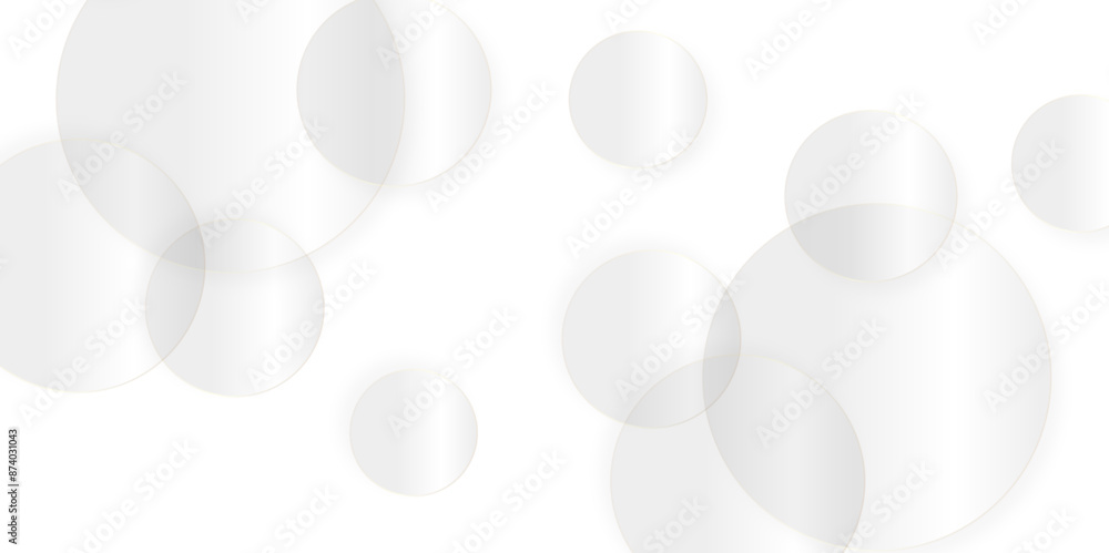 Poster abstract white geometric overlapping circle background with shadow. vector circles template vector d