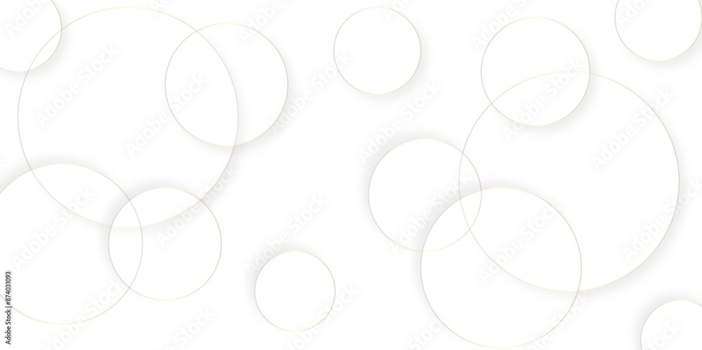 Poster abstract white geometric overlapping circle background with shadow. vector circles template vector d