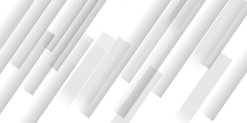 Obraz premium Abstract white background design with layers of textured white transparent material in triangle and squares shapes. White color technology concept geometric line vector white light grey background.