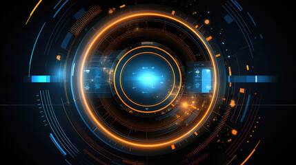 Abstract technology background. Futuristic virtual graphic touch user interface,, generative ai