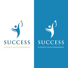 Abstract logo template design of person reaching for the stars with a creative idea.Logo for business, community, success and dreams.