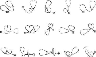Stethoscope silhouette, Heart stethoscope silhouette, Heart stethoscope SVG, Stethoscope icon svg, Doctor stethoscope svg,  Doctor stethoscope silhouette, Nurse stethoscope silhouette