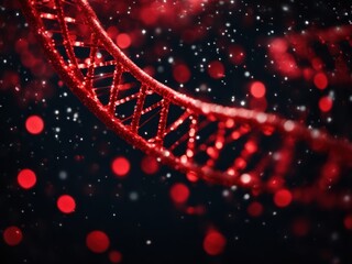 DNA particles red sparkles background