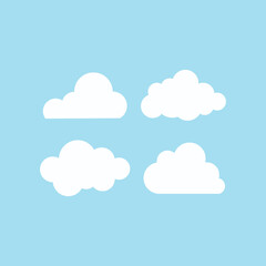 Set of cartoon cloud in a flat design. White cloud collection