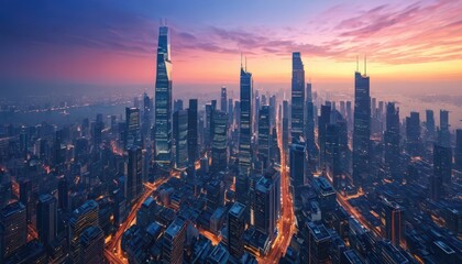 Fototapeta premium Hong Kong Skyline at Dawn.