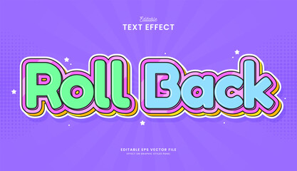 decorative colorful roll back pastel editable text effect vector design