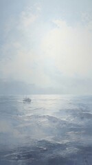 Boat on sea painting outdoors vehicle.