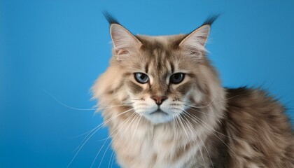 Fototapeta premium Moody Moments: Grumpy Cat on a Blue Canvas