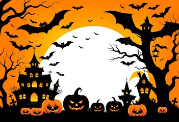 Halloween themed banner background with empty space to enter your text.