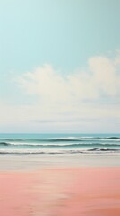 Obraz premium Minimal style beach in summer outdoors painting horizon.