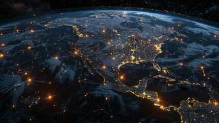 Perspectives on the global network viewed from space, illustrating the seamless sharing of data and information across the world.
