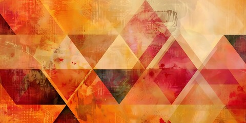 Abstract yellow and orange Contemporary digital art featuring dynamic geometric shapes in vivid
