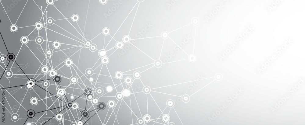 Aufkleber neural network concept. connected cells with links. high technology process. abstract futuristic bac