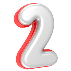 Naklejka premium 3d rendering Number 2 isolated