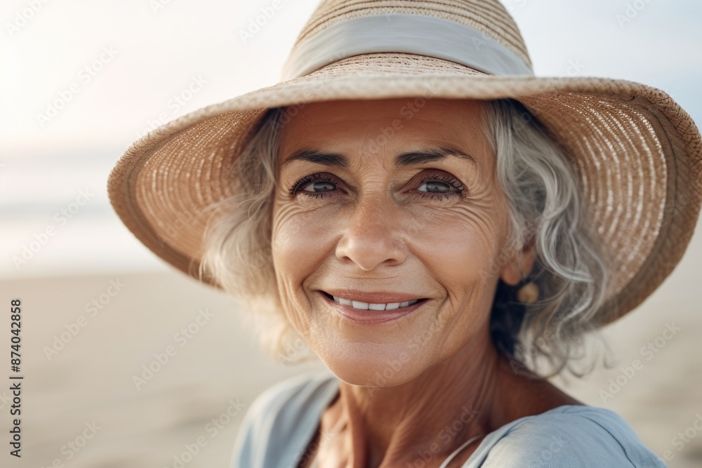 Sticker portrait adult beach smile.