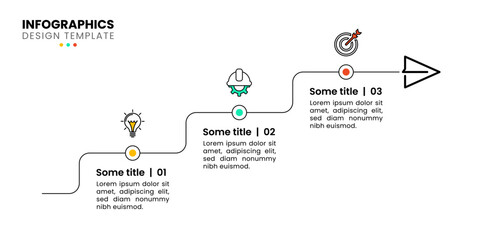 Infographic template. Line stairs with 3 steps