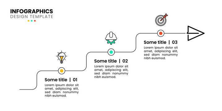 Infographic template. Line stairs with 3 steps