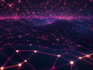 Obraz premium High-Tech Abstract Neural Patterns Digital Background with Interconnected Dots and Lines
