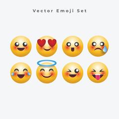 Set of emoticon icons. Cartoon emoji set. Vector emoticon set